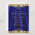 Royal Blue & Gold Damask Elegant Birthday Party