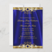 Royal Blue & Gold Damask Elegant Birthday Party Invitation (Back)