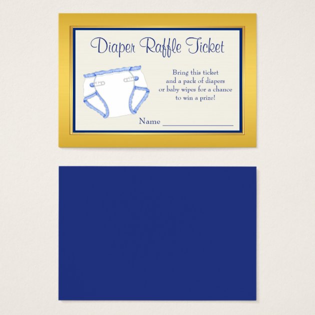 Royal Blue Gold Diaper Raffle Ticket