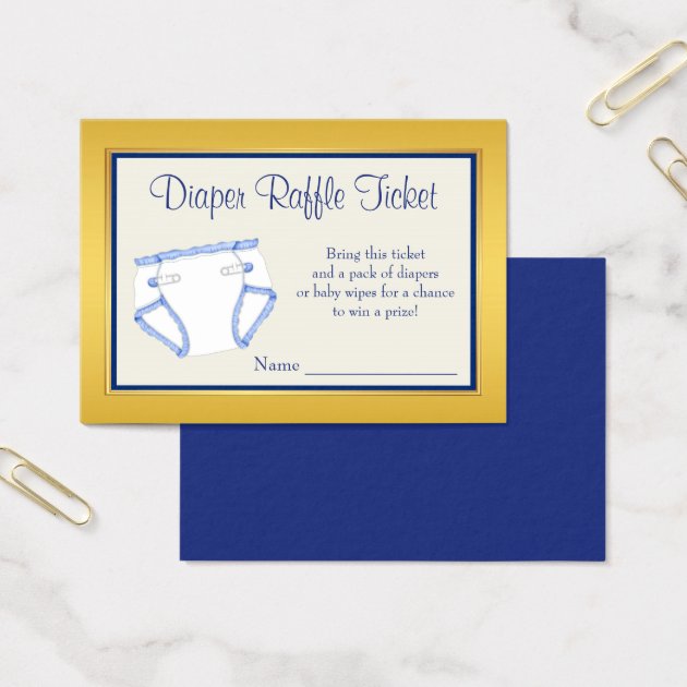 Royal Blue Gold Diaper Raffle Ticket