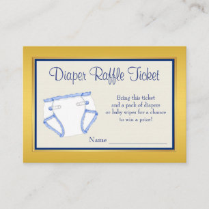 Royal Blue Gold Diaper Raffle Ticket Enclosure Card