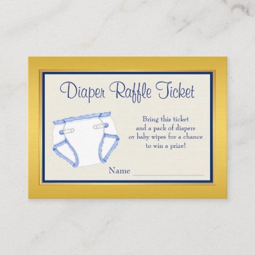 Royal Blue Gold Diaper Raffle Ticket Enclosure Card