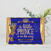 Royal Blue Gold Drapes Prince Baby Shower Ethnic Invitation (Standing Front)