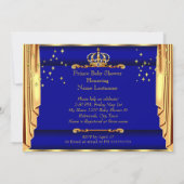 Royal Blue Gold Drapes Prince Baby Shower Ethnic Invitation (Back)