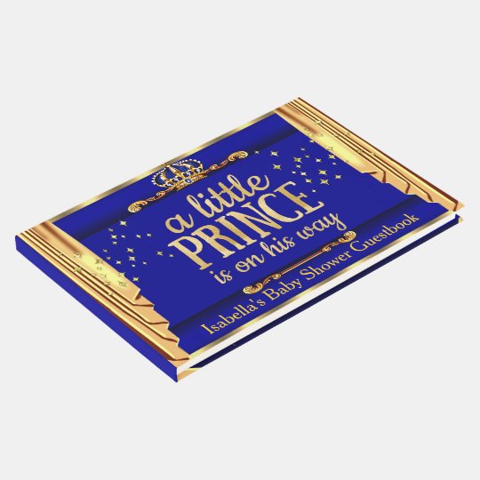 Royal Blue Gold Drapes Prince Baby Shower Guest Book Zazzle Com