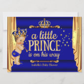 Royal Blue Gold Drapes Prince Baby Shower large Invitation (Front)