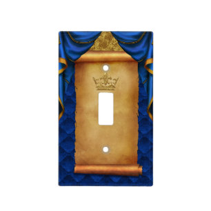Royal Blue Gold Drapes Scroll Castle Kingdom Light Switch Cover