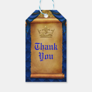 Royal Blue & Gold Drapes Scroll Wedding Favor Gift Tags