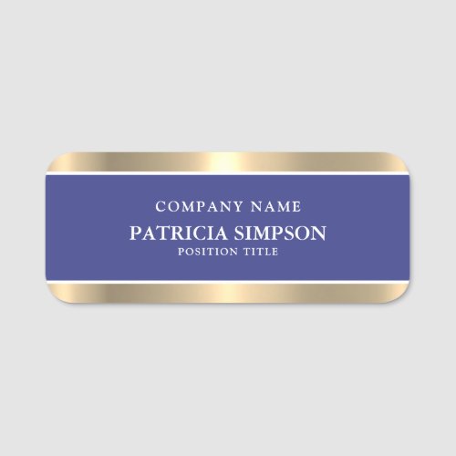Royal Blue  Gold Elegance Confident Professional Name Tag