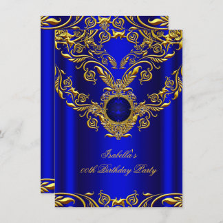 Royal Blue Gold Elegant Elite Birthday Party 2 Invitation