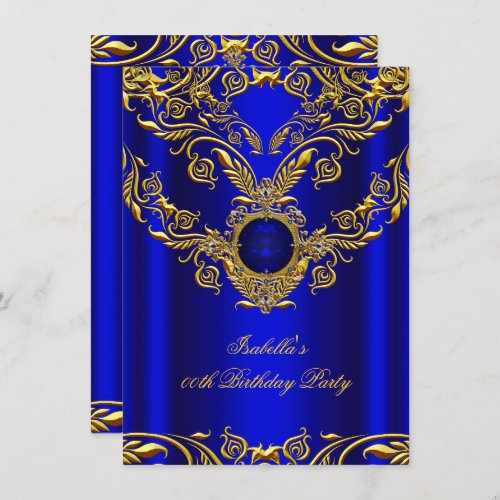 Royal Blue Gold Elegant Elite Birthday Party 2 Invitation
