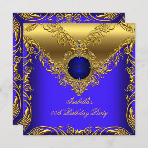 Royal Blue Gold Elegant Elite Birthday Party 2 Invitation