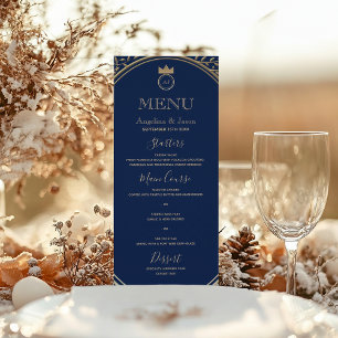 Royal Blue Gold Elegant Wedding Menu