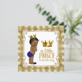 Royal Blue Gold Ethnic Prince Baby Shower Invitation (Standing Front)