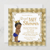 Royal Blue Gold Ethnic Prince Baby Shower Invitation (Back)