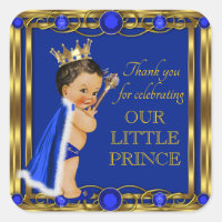 Royal Blue Gold Ethnic Prince Baby Shower Stickers