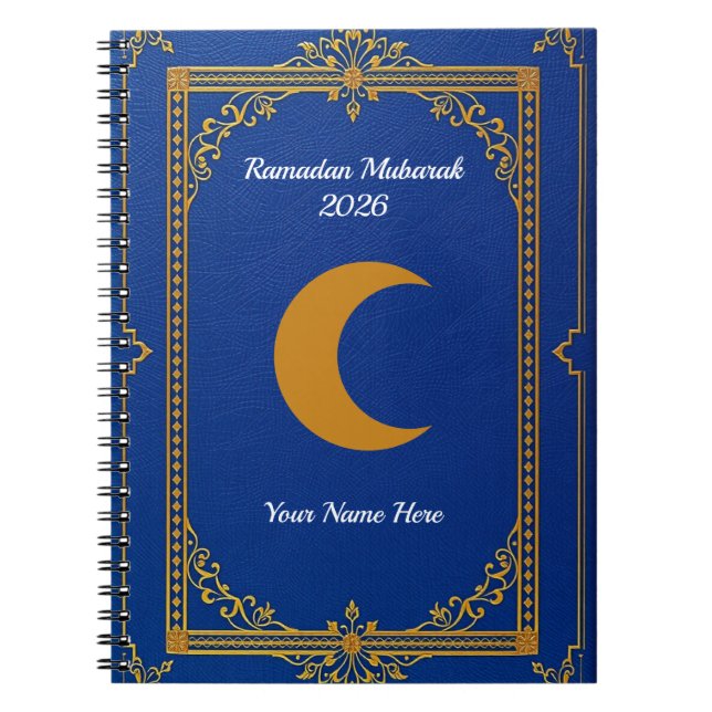 Royal Blue Gold Filigree Ramadan Notebook (Front)