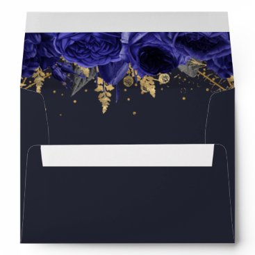 Royal Blue Gold Floral Elegant Envelope