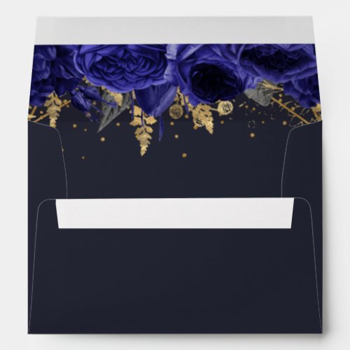 Royal Blue Gold Floral Elegant Envelope
