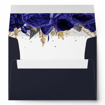 Royal Blue Gold Floral  Envelope