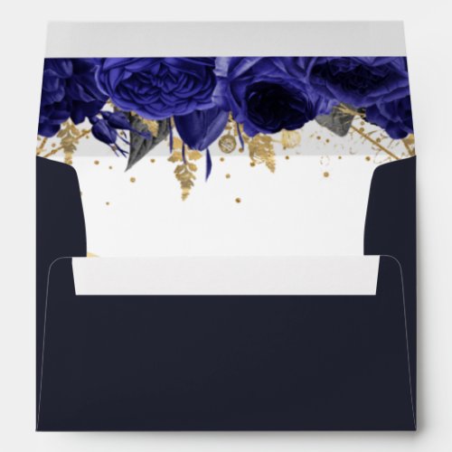 Royal Blue Gold Floral  Envelope