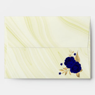 royal blue gold floral marble wedding envelope