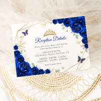 Royal Blue Gold Floral Quinceanera Details
