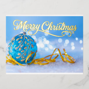 Royal Blue Gold Foil Christmas Party Invitation Enclosure Card