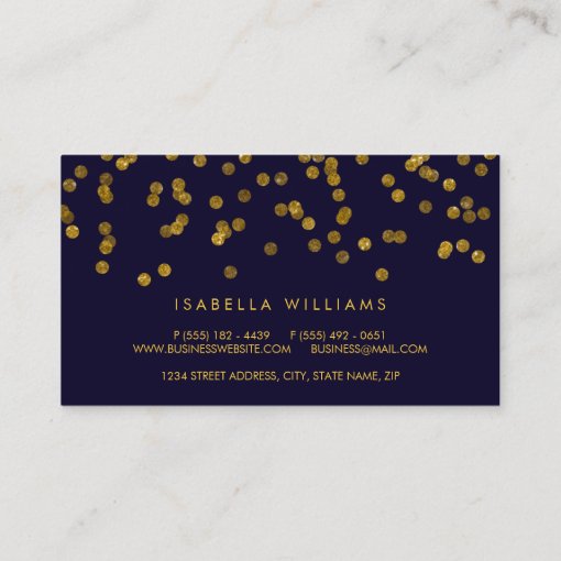 Royal Blue & Gold Foil Confetti Business Card Zazzle