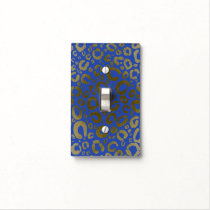 Royal Blue & Gold Glam Leopard Print Light Switch Cover