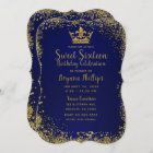 Royal Blue & Gold Glitter Crown Sweet 16 Party