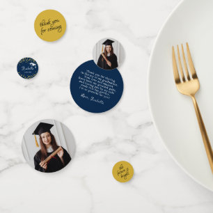 Royal Blue Gold Glitter Dust Graduation Thank You Confetti