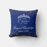 Royal blue &amp; Gold Glitter Mis XV 16" Pillow