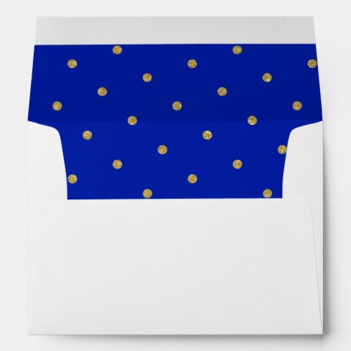 Royal Blue Gold Glitter Polka Dot Pattern Envelope