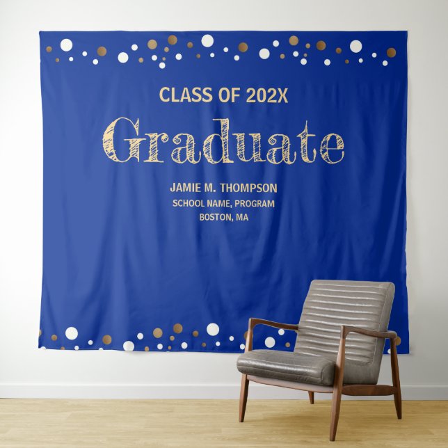 Royal Blue Gold graduation Class of 2024 backdrop (In Situ (Horizontal))
