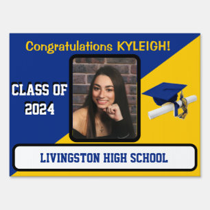 Royal Blue & Gold Graduation Lawn Sign