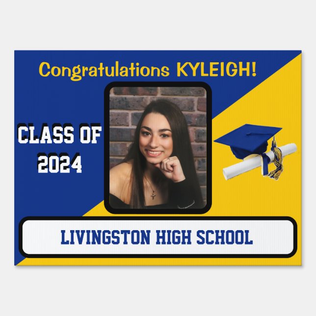 Royal Blue & Gold Graduation Lawn Sign (Front)