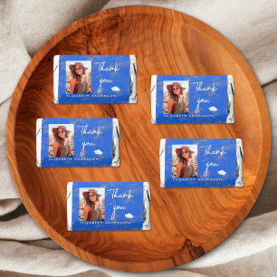 Royal Blue Gold Graduation Party Photo Thank You Hershey's Miniatures