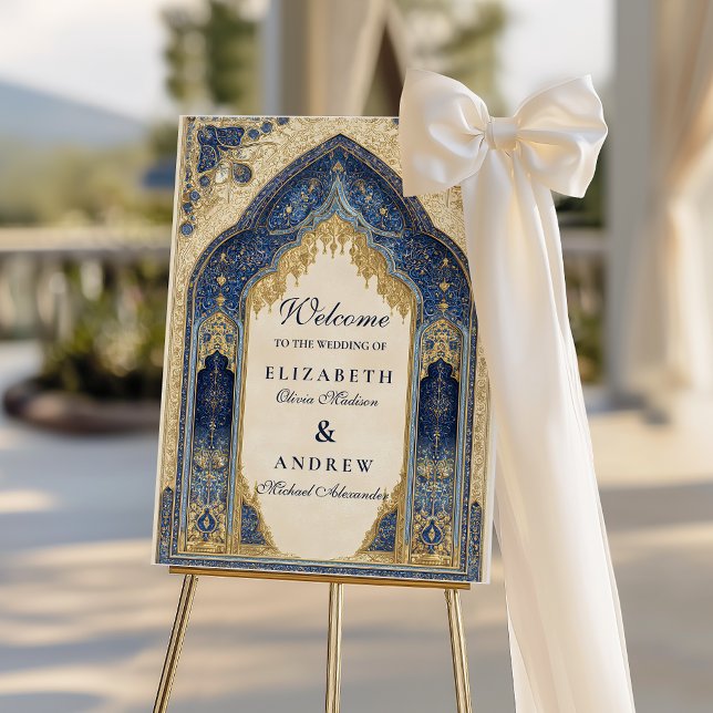 Royal Blue Gold Islamic Wedding Foam Board (Creator Uploaded)