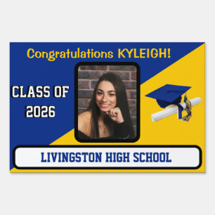 Royal Blue & Gold Large, Two-Sided Graduation Lawn Sign