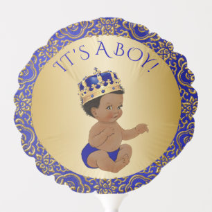Royal Blue & Gold Little Prince African American Balloon