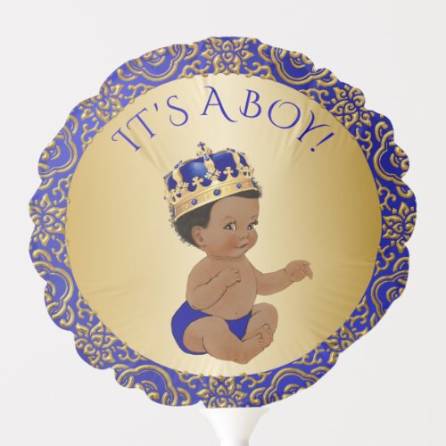 Royal Blue  Gold Little Prince African American Balloon