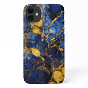 Royal Blue Gold Marble Elegant Luxurious  iPhone 11 Case