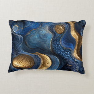 Royal Blue Gold Navy Blue Geode Decorative Gift Accent Pillow