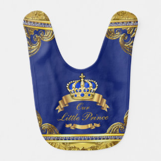 Royal Blue Gold Prince Baby Bib
