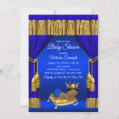 Royal Blue Gold Prince Baby Boy Shower Invitations (Back)