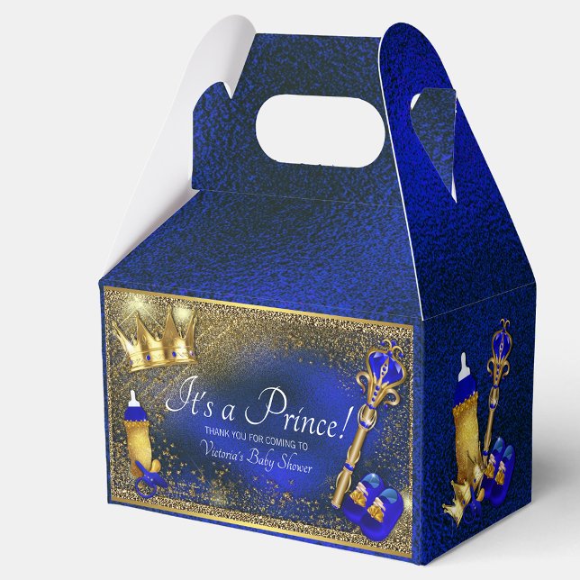 Royal Blue Gold Prince Baby Shower  Favor Boxes (Creator Uploaded)