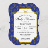 Royal Blue Gold Prince Baby Shower Invitation (Front/Back)