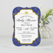 Royal Blue Gold Prince Baby Shower Invitation (Standing Front)