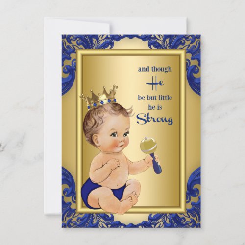 Royal Blue Gold Prince Baby Shower Invitation